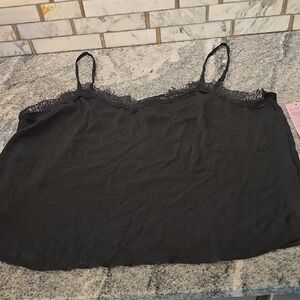Wild Fable Black Satin Cami W Lace Trim